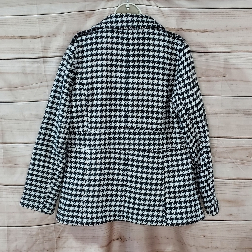 Relativity houndstooth coat wool button up black white cream M - Picture 3 of 11